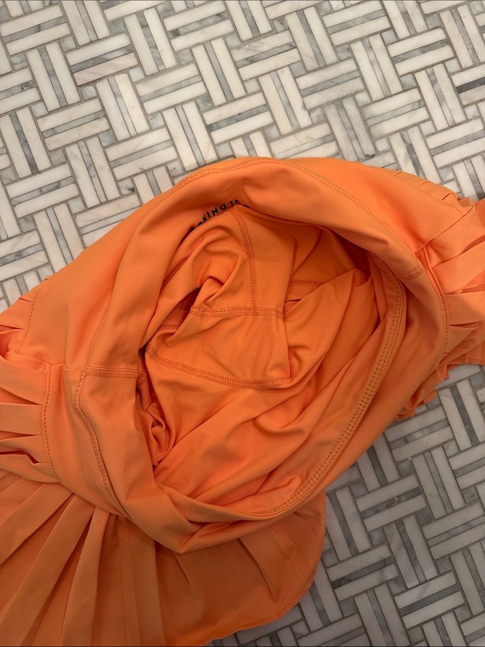 Gold hinge Women's Orange Pleated Tennis Skirt - Picture 3 of 5